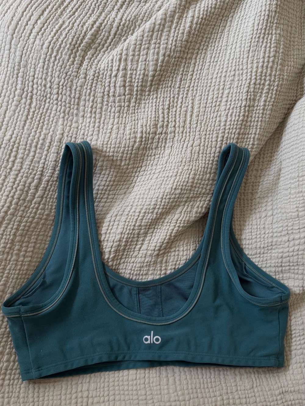 ALO Yoga Teal Scoop-Front Sports Bra